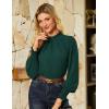 imageGRACE KARIN Womens Long Sleeve Shirts Pleated Mock Neck Tops Dressy Casual Business Work Blouses Fall Fashion 2025Green