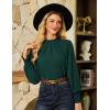 imageGRACE KARIN Womens Long Sleeve Shirts Pleated Mock Neck Tops Dressy Casual Business Work Blouses Fall Fashion 2025Green