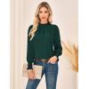 imageGRACE KARIN Womens Long Sleeve Shirts Pleated Mock Neck Tops Dressy Casual Business Work Blouses Fall Fashion 2025Green