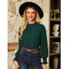 imageGRACE KARIN Womens Long Sleeve Shirts Pleated Mock Neck Tops Dressy Casual Business Work Blouses Fall Fashion 2025Green
