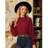 imageGRACE KARIN Womens Long Sleeve Shirts Pleated Mock Neck Tops Dressy Casual Business Work Blouses Fall Fashion 2025Red