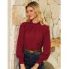 imageGRACE KARIN Womens Long Sleeve Shirts Pleated Mock Neck Tops Dressy Casual Business Work Blouses Fall Fashion 2025Red