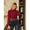 imageGRACE KARIN Womens Long Sleeve Shirts Pleated Mock Neck Tops Dressy Casual Business Work Blouses Fall Fashion 2025Red
