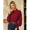 imageGRACE KARIN Womens Long Sleeve Shirts Pleated Mock Neck Tops Dressy Casual Business Work Blouses Fall Fashion 2025Red