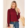 imageGRACE KARIN Womens Long Sleeve Shirts Pleated Mock Neck Tops Dressy Casual Business Work Blouses Fall Fashion 2025Red