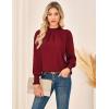 imageGRACE KARIN Womens Long Sleeve Shirts Pleated Mock Neck Tops Dressy Casual Business Work Blouses Fall Fashion 2025Red