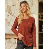 imageGRACE KARIN Womens Waffle Knit Tops 2025 Fall Long Sleeve Shirts Tunic Tops Business Casual Work Blouses with ZipperCaramel