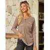 imageGRACE KARIN Womens Waffle Knit Tops 2025 Fall Long Sleeve Shirts Tunic Tops Business Casual Work Blouses with ZipperKhaki