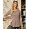 imageGRACE KARIN Womens Waffle Knit Tops 2025 Fall Long Sleeve Shirts Tunic Tops Business Casual Work Blouses with ZipperKhaki