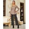 imageGRACE KARIN Womens Waffle Knit Tops 2025 Fall Long Sleeve Shirts Tunic Tops Business Casual Work Blouses with ZipperKhaki