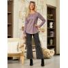 imageGRACE KARIN Womens Waffle Knit Tops 2025 Fall Long Sleeve Shirts Tunic Tops Business Casual Work Blouses with ZipperPale Lavender
