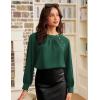 imageWomens Work Tops Business Casual Shirt Elegant Long Sleeve Button Down Blouse 2025Dark Green