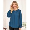 imageWomens Work Tops Business Casual Shirt Elegant Long Sleeve Button Down Blouse 2025Peacock Blue