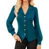 imageGRACE KARIN 2025 Women Fall Work Office BlousesLong Sleeve Trendy Work TopsV Neck Button Down Slim ShirtsPeacock Blue