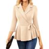imageGRACE KARIN 2025 Womens Wrap V Neck Peplum Tops Elegant 34 Sleeve Dressy Casual Blouses Work Business Tie Front ShirtApricot