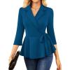 imageGRACE KARIN 2025 Womens Wrap V Neck Peplum Tops Elegant 34 Sleeve Dressy Casual Blouses Work Business Tie Front ShirtPeacock Blue