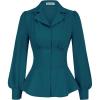 imageGRACE KARIN Button Down Shirts for Women Summer Peplum Tops Long Sleeve Work Blouse Collared Shirt Dressy TopBlue Green