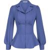 imageGRACE KARIN Button Down Shirts for Women Summer Peplum Tops Long Sleeve Work Blouse Collared Shirt Dressy TopBlue Purple