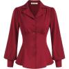 imageGRACE KARIN Button Down Shirts for Women Summer Peplum Tops Long Sleeve Work Blouse Collared Shirt Dressy TopWine Red