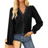 imageGRACE KARIN Elegant Long Sleeve Blouse 2025 Fall VNeck Dressy Casual Top for WomenBlack