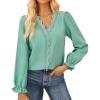imageGRACE KARIN Elegant Long Sleeve Blouse 2025 Fall VNeck Dressy Casual Top for WomenGreen