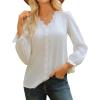imageGRACE KARIN Elegant Long Sleeve Blouse 2025 Fall VNeck Dressy Casual Top for WomenWhite