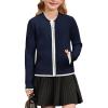 imageGRACE KARIN Girls Cardigan Knit Zip Uniform Sweater School Winter with Pockets 614YNavy Blue
