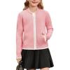 imageGRACE KARIN Girls Cardigan Knit Zip Uniform Sweater School Winter with Pockets 614YPink