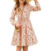 imageGRACE KARIN Girls Fall Dress Floral Long Sleeve Midi with Smocked Waist for Holiday Party 614YBurnt Orange Flower