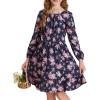 imageGRACE KARIN Girls Fall Dress Floral Long Sleeve Midi with Smocked Waist for Holiday Party 614YNavy Blue Flower