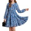 imageGRACE KARIN Girls Fall Floral Dresses 614Y Kids Winter Christmas Party Long Sleeve Holiday Hawaiian Flower DressBlue