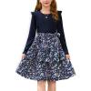 imageGRACE KARIN Girls Fall Long Sleeve Dresses Girl Floral Midi Dress Kids Casual Holiday Dresses with Belt Size 613Navy Floral