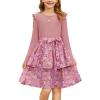 imageGRACE KARIN Girls Fall Long Sleeve Dresses Girl Floral Midi Dress Kids Casual Holiday Dresses with Belt Size 613Pink Floral