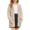 imageGRACE KARIN Girls Open Front Cardigan Long Sleeve Popcorn Knit Sweaters Outwear Coat with PocketsApricot