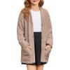 imageGRACE KARIN Girls Open Front Cardigan Long Sleeve Popcorn Knit Sweaters Outwear Coat with PocketsKhaki