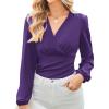 imageGRACE KARIN Long Sleeve Blouses for Women Dressy Casual Elegant Wrap Tops V Neck Work Shirts 2025 Fall Business OutfitsPurple