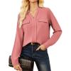 imageGRACE KARIN Long Sleeve Women Dressy Casual Tops Elegant Work Blouses Fall Outfits 2025 V Neck Business ShirtsCoral