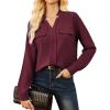 imageGRACE KARIN Long Sleeve Women Dressy Casual Tops Elegant Work Blouses Fall Outfits 2025 V Neck Business ShirtsWine Red