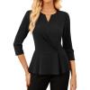 imageGRACE KARIN Women 2025 34 Sleeve Blouse V Neck Office Work Peplum Tops Ruched Dressy Shirts Tops TrendyBlack