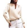 imageGRACE KARIN Women Blouses Dressy Casual Long Sleeve Satin Silk Shirts for Work Basic Tops V Neck Fashion Outfits TrendyBeige