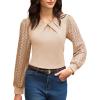 imageGRACE KARIN Women Lace Long Sleeve Shirts Dressy Business Casual Blouses Crew Neck Work Tops Fall ClothesBeige