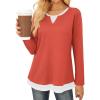 imageGRACE KARIN Women Long Sleeve Shirt2025 Fall Casual Crew Neck Tunic TopWaffle Knit Color Block Basic OutfitsOrange
