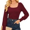 imageGRACE KARIN Womens Fall Long Sleeve Trendy Tops 2025 Square Neck Ribbed Casual Shirts Cozy Basic ShirtsWine Red