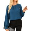 imageWomens Work Tops Business Casual Shirt Elegant Long Sleeve Button Down Blouse 2025Peacock Blue