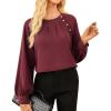 imageWomens Work Tops Business Casual Shirt Elegant Long Sleeve Button Down Blouse 2025Wine Red
