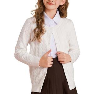 imageGRACE KARIN Girls Cardigan Button Front Cable Knitted School Uniform Sweater for 612 YearsWhite