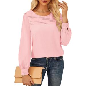 imageGRACE KARIN Womens Blouses Dressy Casual Shirts with Pleated Front for Business 2025 Fall Teacher OutfitsPink