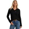 imageGRACE KARIN Sweaters for Women 2025 Fall Long Sleeve V Neck Collared Knitted Pullover Sweaters Dressy Casual TopsBlack