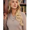imageGRACE KARIN Sweaters for Women 2025 Fall Long Sleeve V Neck Collared Knitted Pullover Sweaters Dressy Casual TopsKhaki