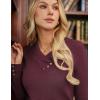 imageGRACE KARIN Sweaters for Women 2025 Fall Long Sleeve V Neck Collared Knitted Pullover Sweaters Dressy Casual TopsWine Red